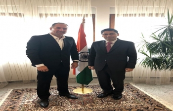 Ambassador Arindam Bagchi met with the new head coach of the Indian Football Team and Croatian football great Mr. Igor Štimac on 17 May 2019